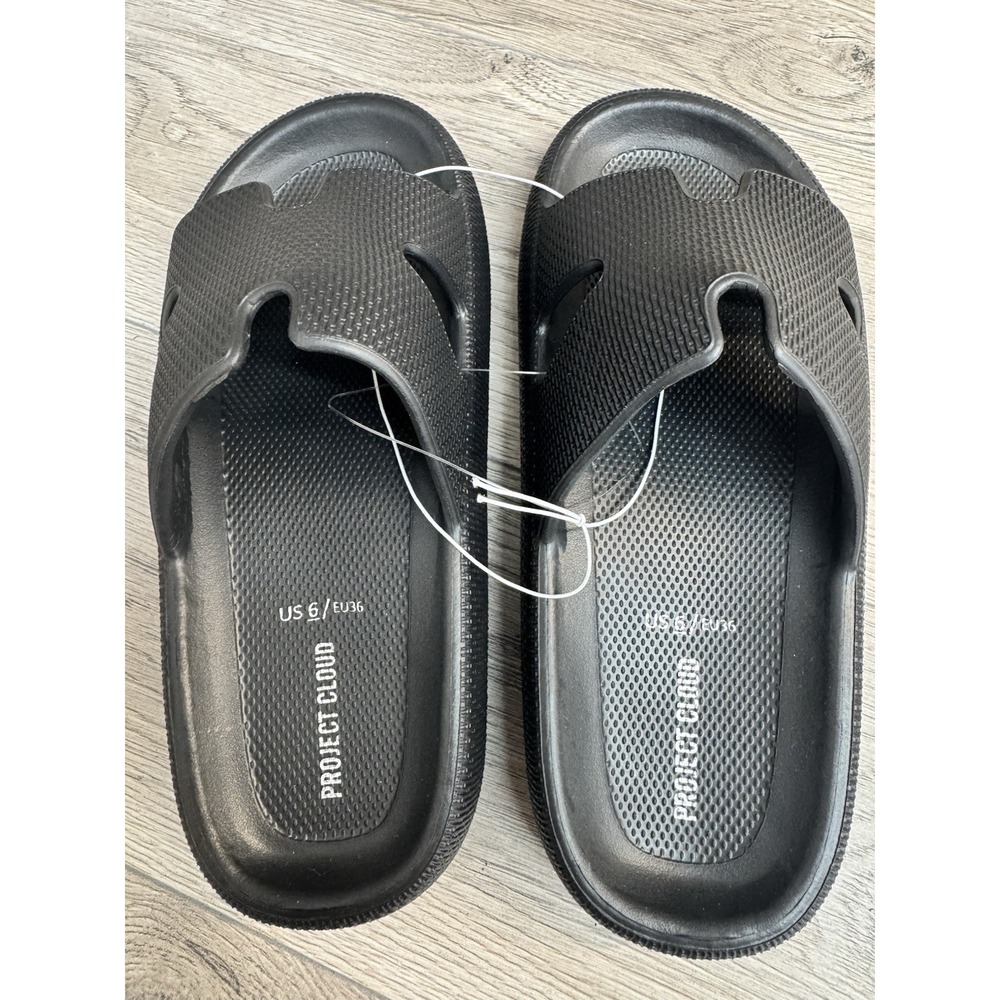 NEW Project Cloud 'Pillow'  Black Sandals Slides Women Sz 6